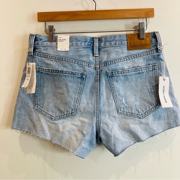 DENIM FORUM Sz 27 The Yoko Light Wash Distressed Denim  Jeans Shorts by Aritzia - Picture 9 of 16